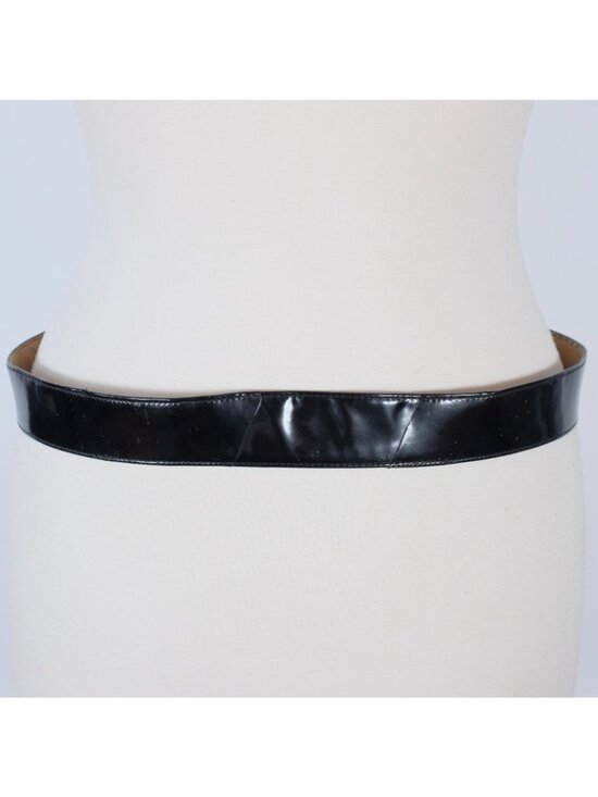 Vintage GUCCI 85 / 34 belt patent leather double G buckle GG gold Rare main image 4